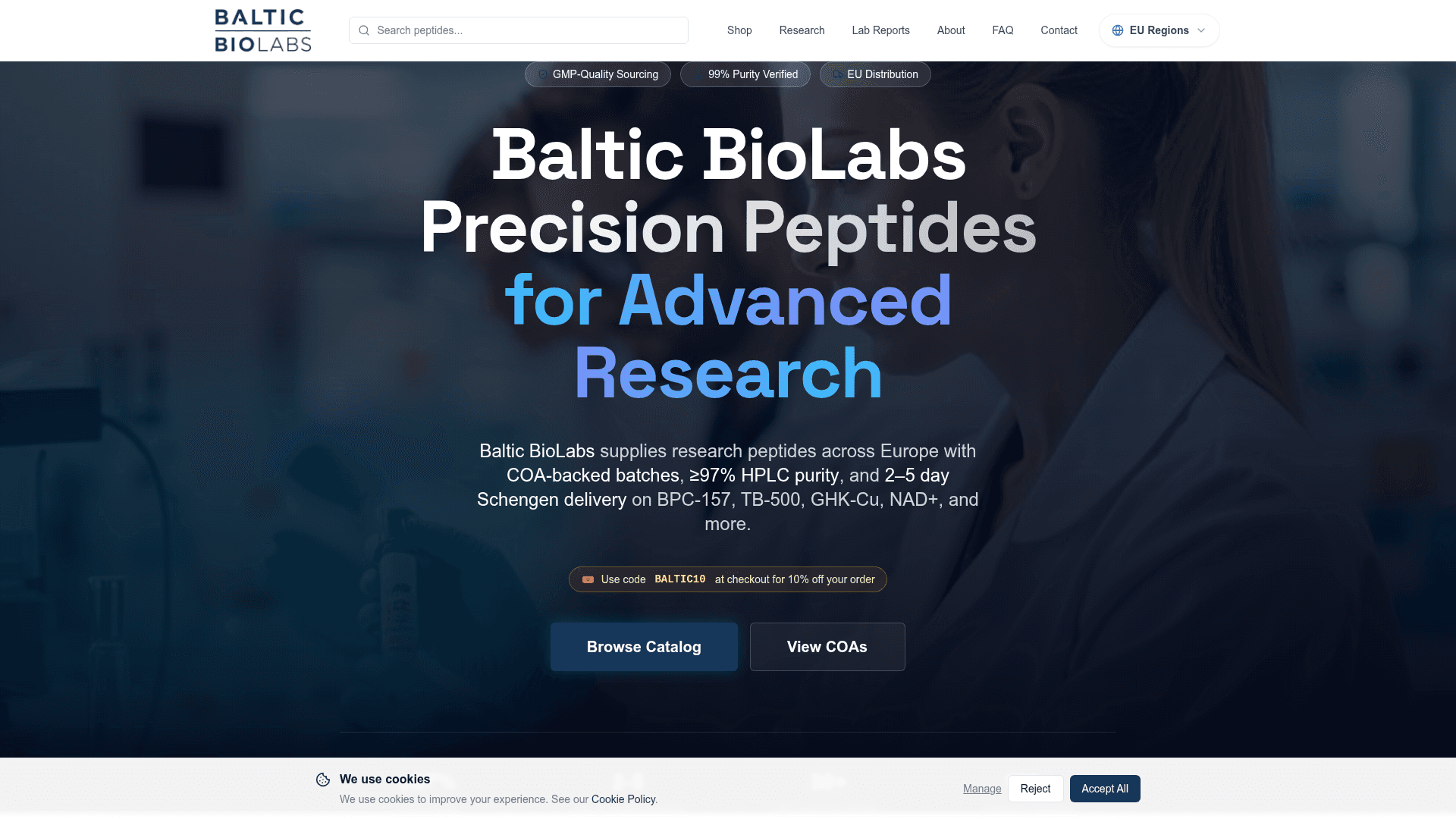 Baltic BioLabs homepage screenshot